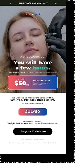 BodyFactory 4th of July Promo Email: #5, Alternate Non Openers Jul 7