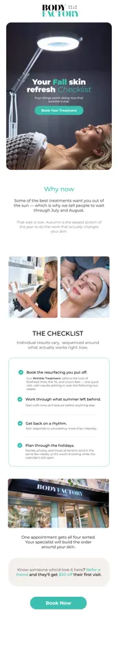 BodyFactory Fall Skin Refresh Promo Email: #1, Sept15Launch Turquoise